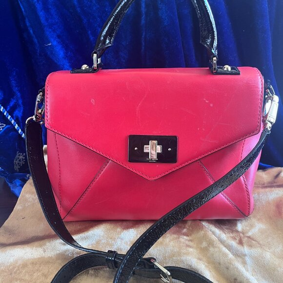 Kate Spade Red Leather Handbag with Black Poka Dot Lining - Picture 4 of 12